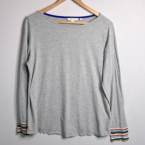 Boden Tops - Boden Boatneck Gray Sweater with Rainbow Cuffs size M